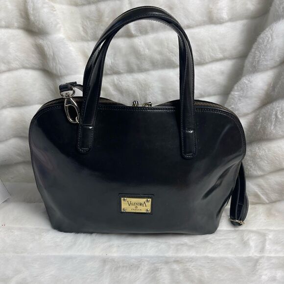 Valentina Italia Handbags - Valentina Italia soft  sheen patent leather bowler bag ,gold tone accent…